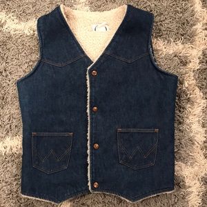 Vintage Wrangler Kids Sherpa Lined Denim Vest XL